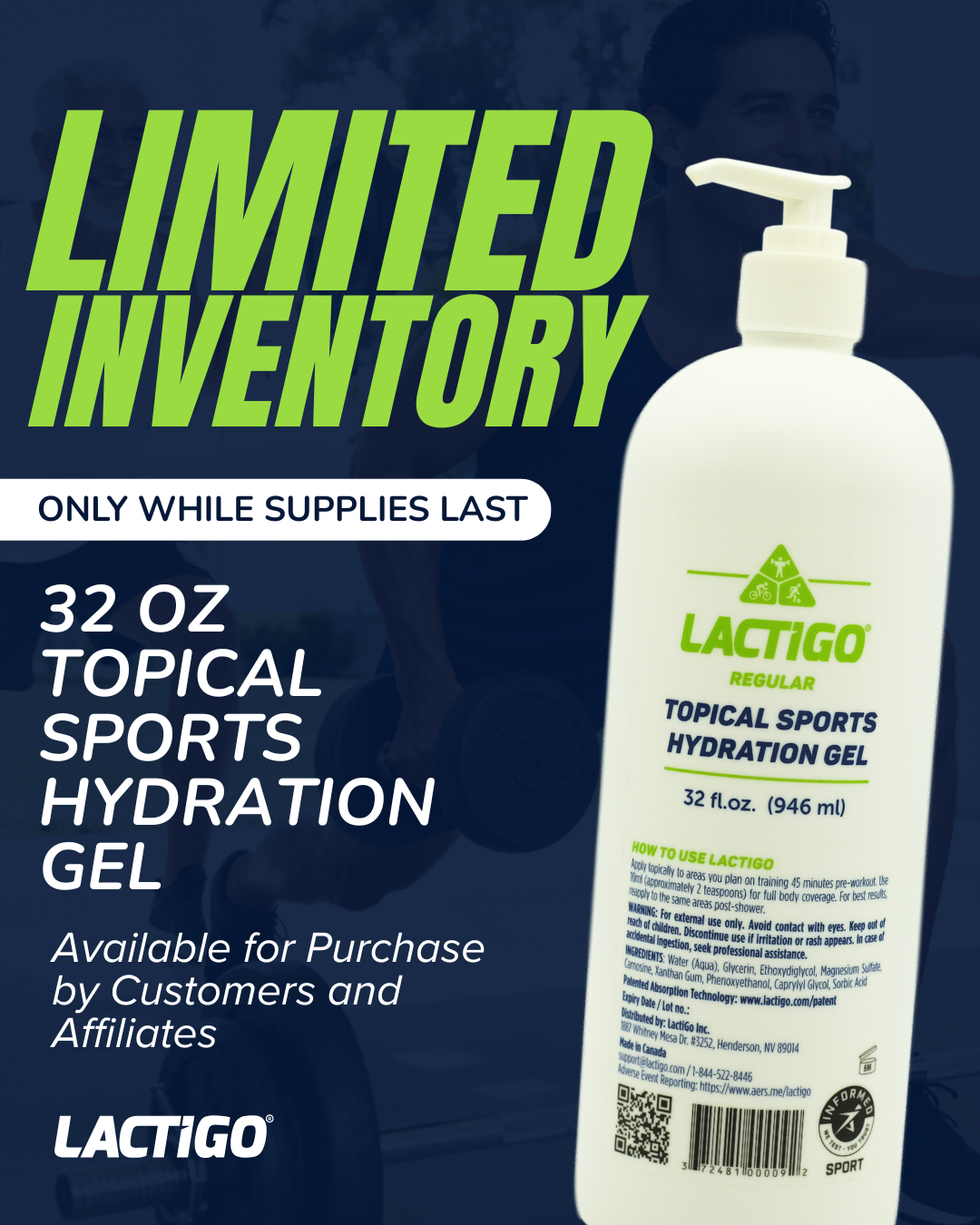 LactiGo Topical Sports Hydration Gel (Regular) [946ml] (Canada)